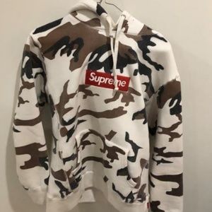 Camo Red Box Logo Supreme Hoodie